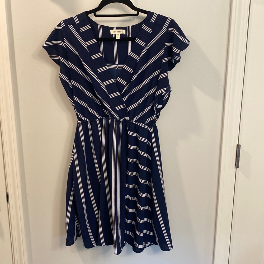 Monteau Navy Striped Dress